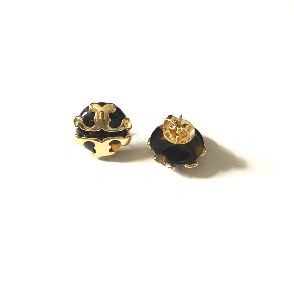 Tory Burch Gold/Tortoise Applied Logo Stud - Picture 11 of 14